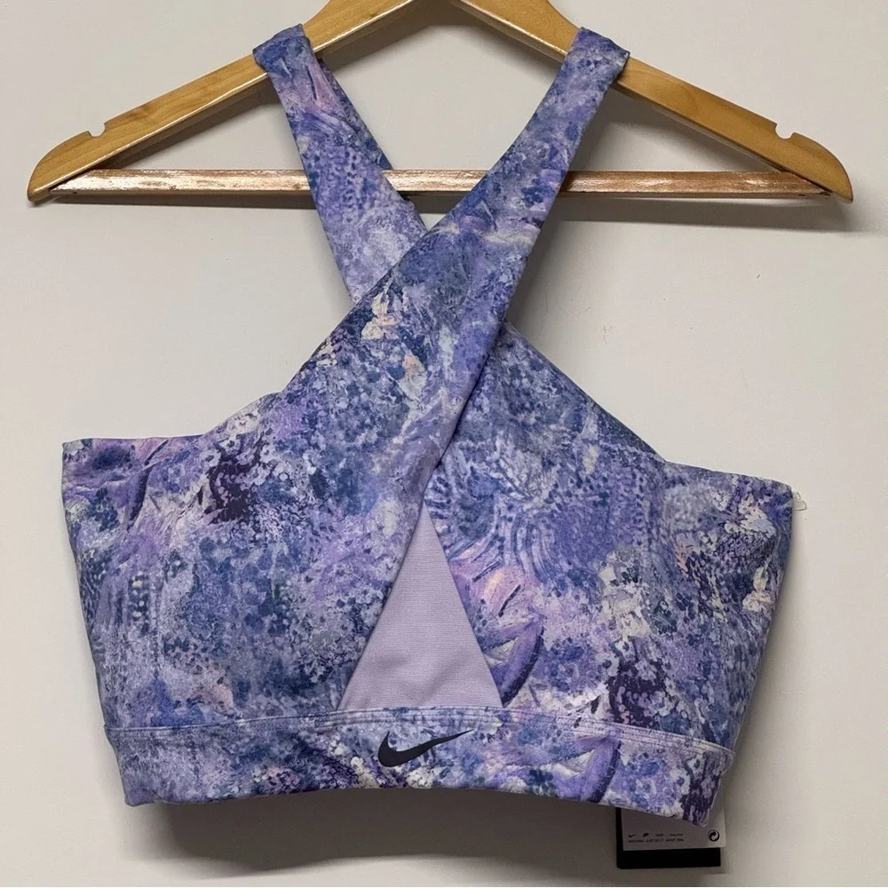 NWT Nike Dri-FIT Swoosh Medium-Support All-Over-Print Wrap Bra 1X